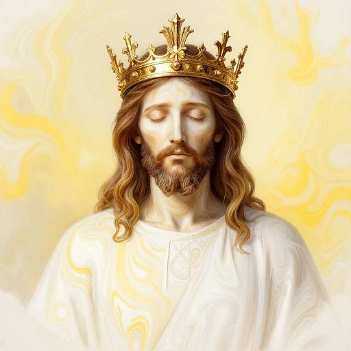 Marbled Jesus with Golden Crown