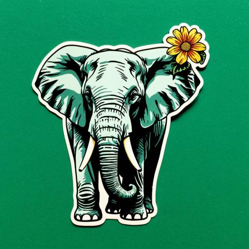 Elephant Holding Flower Sticker Design