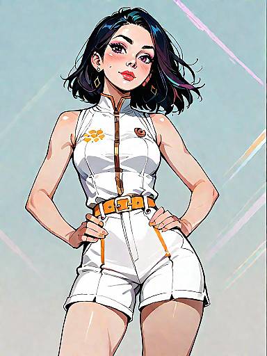 Confident Woman in White Sleeveless Jumpsuit