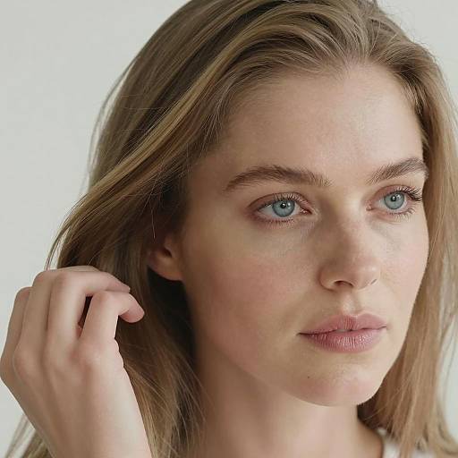Close-up Portrait of Blonde Woman with Blue Eyes