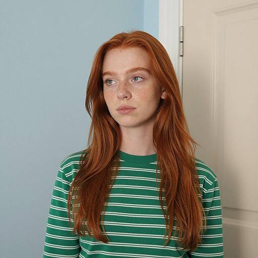 Portrait of a Young Woman in Stripes