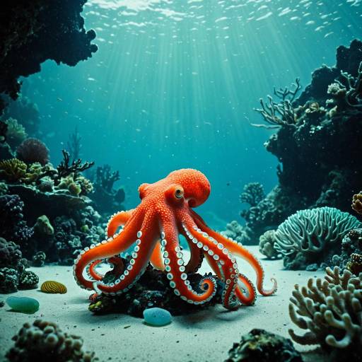 Ethereal Sea Glass Octopus in Coral Ethereal Sea Glass Octopus in Coral