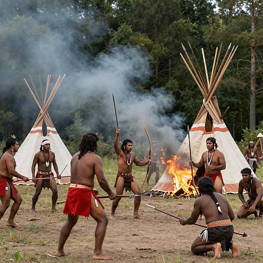 Native American Battle Scene in Daytime