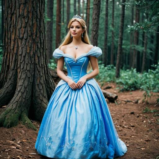 Woman in Cinderella Dress in Forest