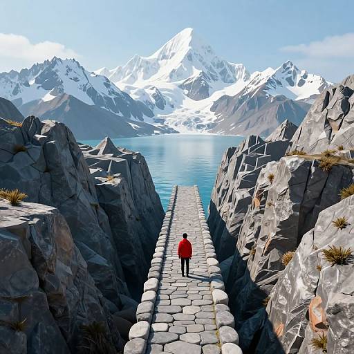 Surreal 3D Mountain Pathway Scene