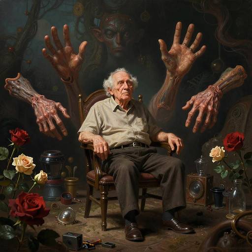 Elder in Armchair, Intricate Fantasy Scene