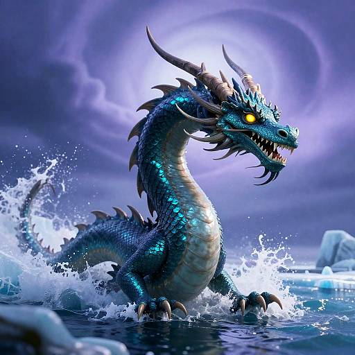 Sea Dragon Emerging from Icy Waters