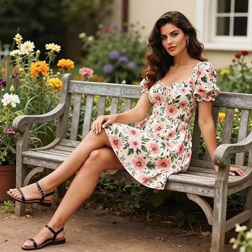 Voluptuous Woman in Floral Skater Dress