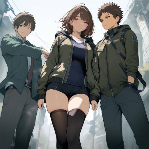 Stylish Characters in Green Jacket