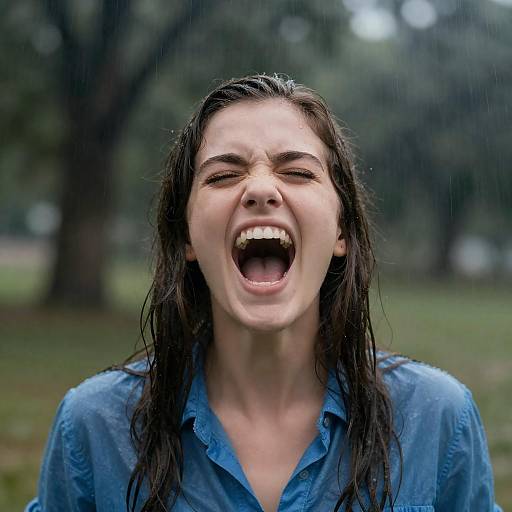 Joyful Woman in the Rain