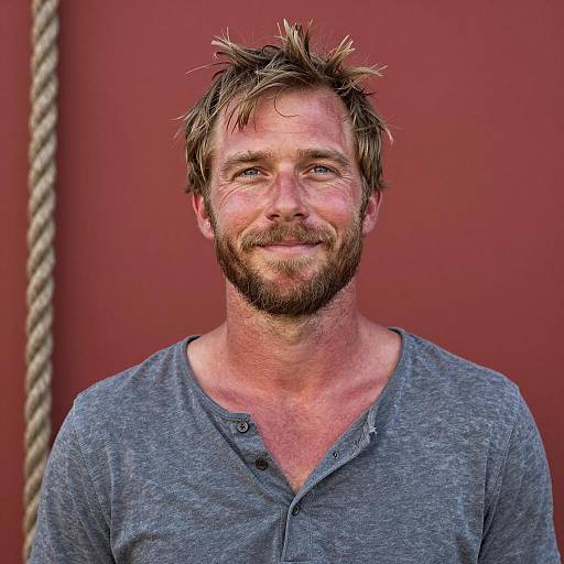 Smiling Man with Messy Hair and Beard