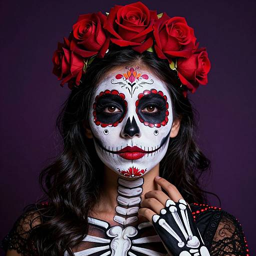 Vibrant Day of the Dead Woman Artwork