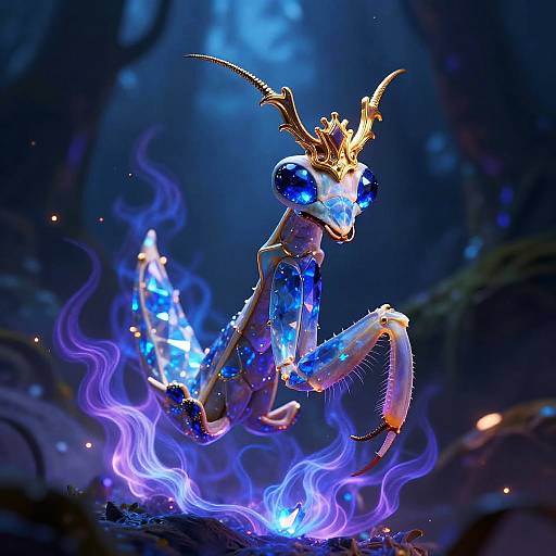 Glowing Sapphire Mantis Skull Art