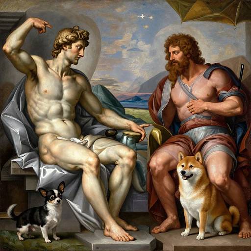 Michelangelo Creation of Adam with Dogs