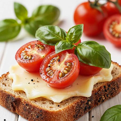Vibrant Cherry Tomatoes on Rustic Bread