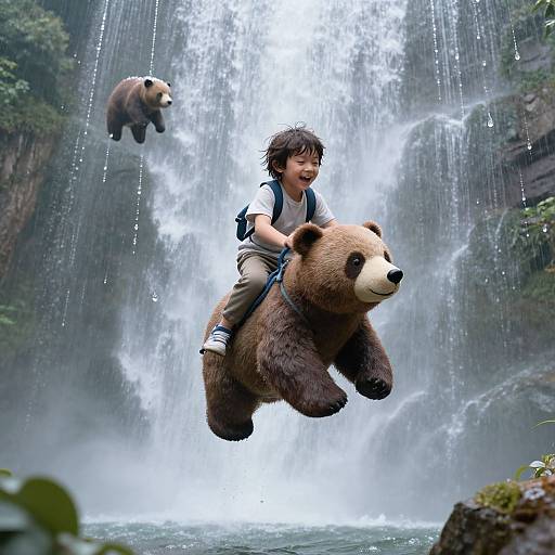 Child Riding Anti-Gravity Bear