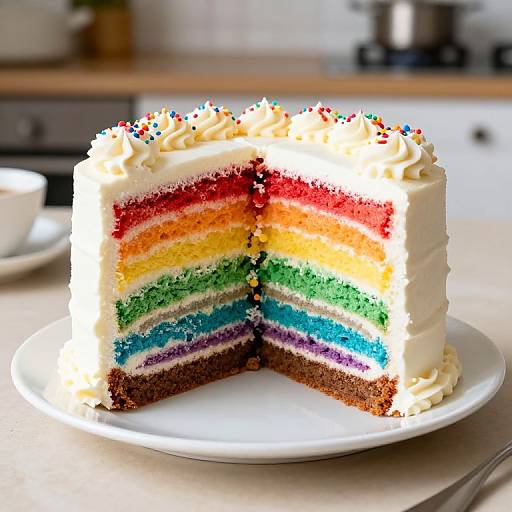 Vibrant Sliced Rainbow Cake