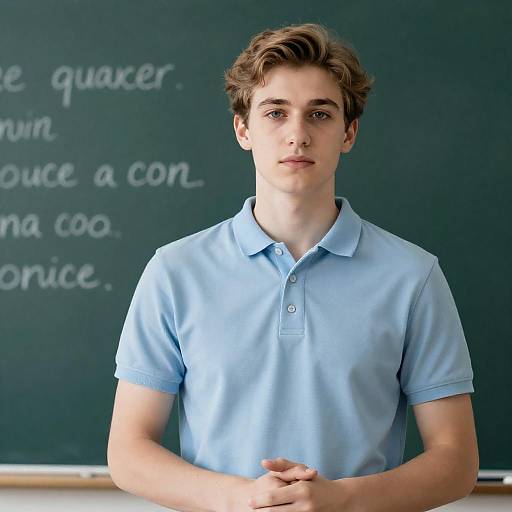 Focused Young Man in Classroom Setting