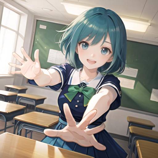 Dynamic Anime Girl in Magical Attire