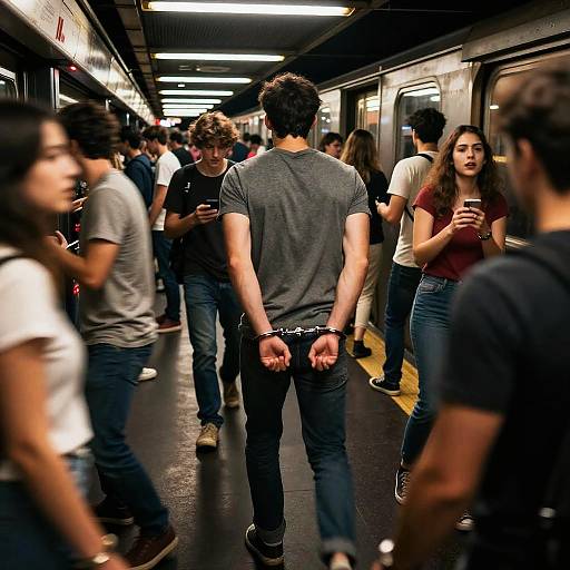 Intense Handcuffing in Crowded Subway