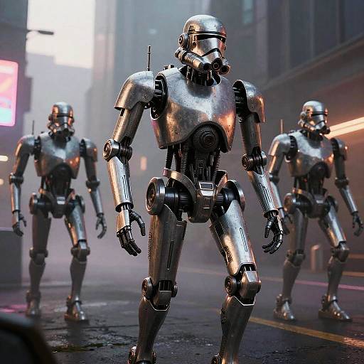 Squad of B1 Battle Droids in Dystopian City