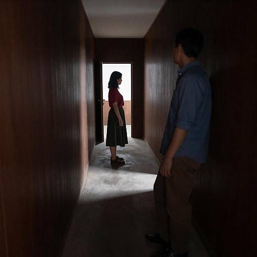 Mysterious Hallway Scene with Figures