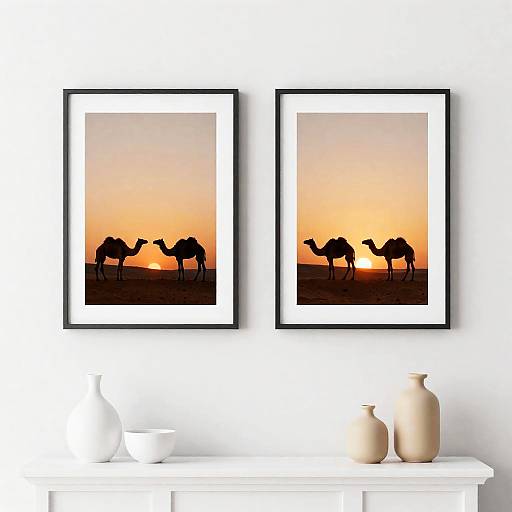 Minimalist Desert Sunset Mantle Display