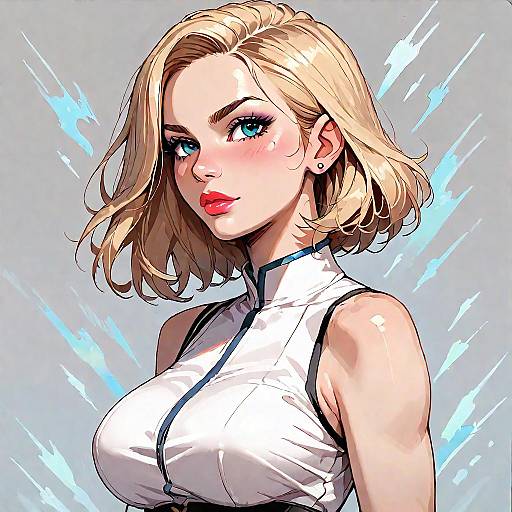Blonde Girl in Fighting Pose Illustration