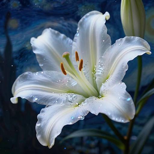 Surreal White Lily Cosmic Bloom