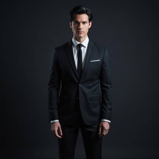 Man in Sharp Dark Suit on Black Background