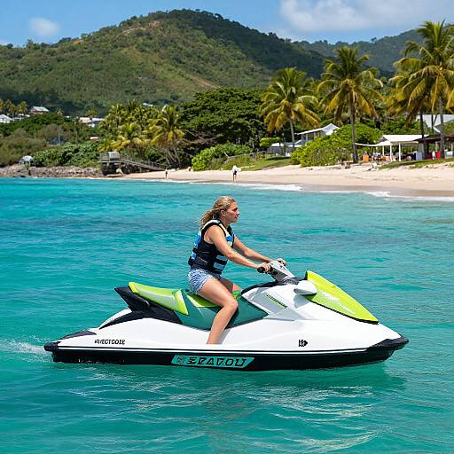 Woman Jet Skiing in Turquoise Waters