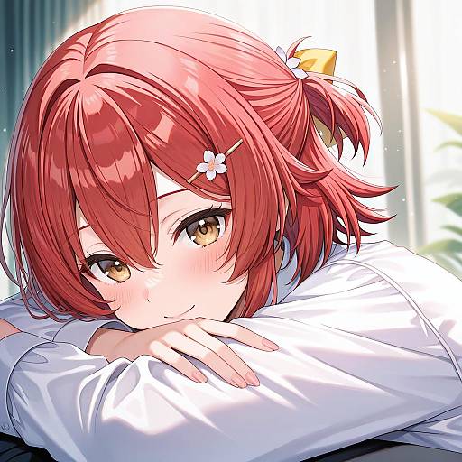 Illustration of Hanasaki miyabi, holostars in the style of Abandon ranka