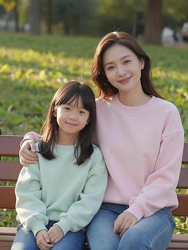 Tender Mother and Daughter Park Portrait