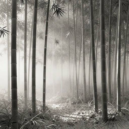 Minimalist Ink Drawing of Bamboo Forest
