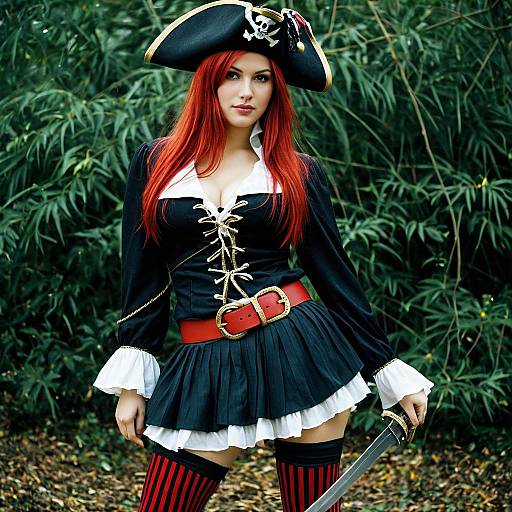 Red-haired Woman in Pirate Costume