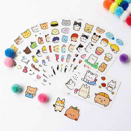 Kawaii Pompom Purin Sticker Pack