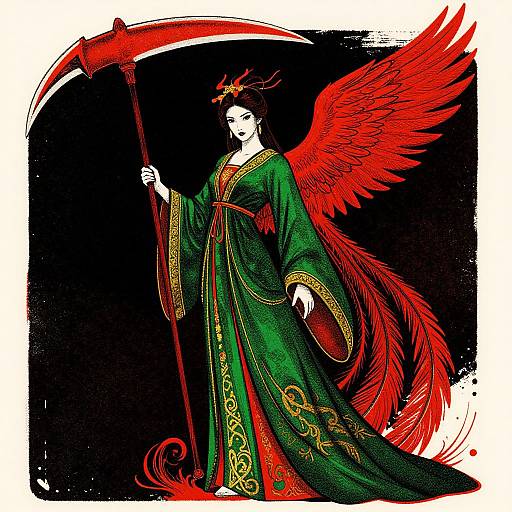 Mystical Phoenix Woman Screen Print