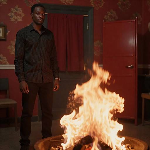 Striking Room with Man and Flames