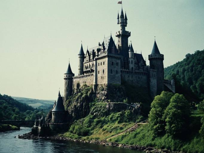 Medieval Castle on Hill by River