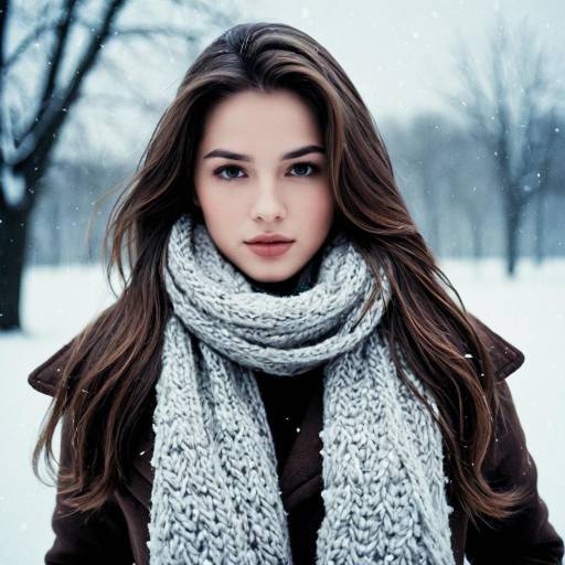 Young Woman in Winter Outfit with Scarf