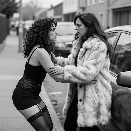 Noir Street Altercation: Two Women Clash