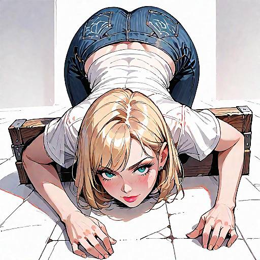 Blonde Girl Cartoon Line Art