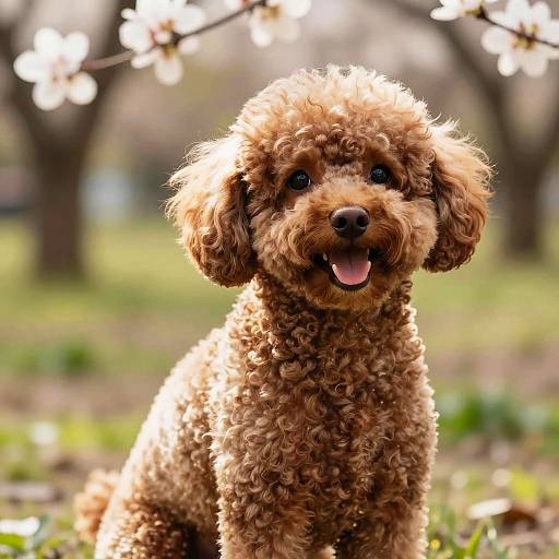 Cute Brown Poodle in Sunlit Park