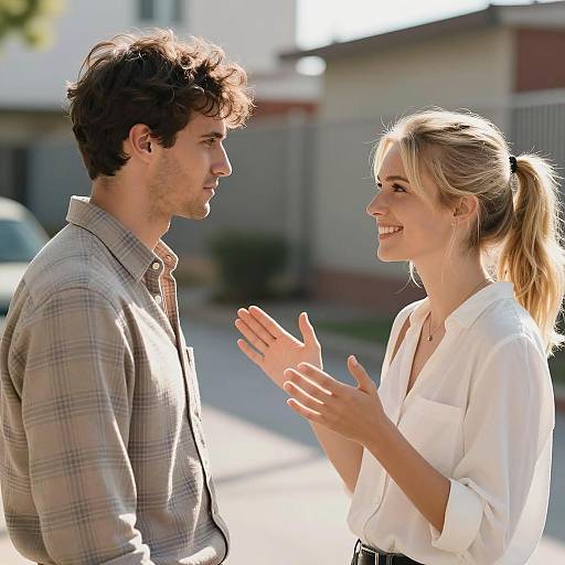 Young Couple Conversing Outdoors