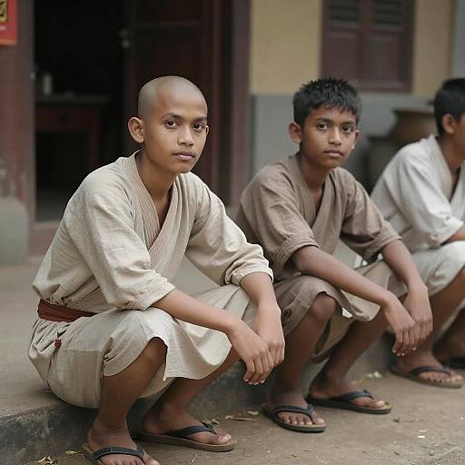 Realistic Portrait of Two Bald Boys