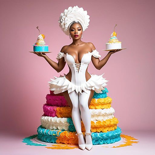 Fashion-Forward Woman Adorned with Cream