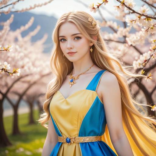 Anime Portrait of Woman in Cherry Blossoms