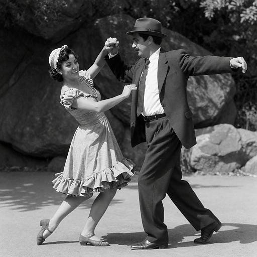 Vintage Couple Dancing Outdoors