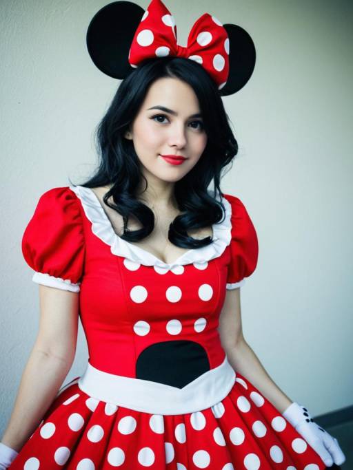 Woman in Minnie Mouse Costume