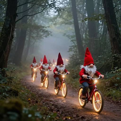 Gnomes Racing Through Mystical Forest